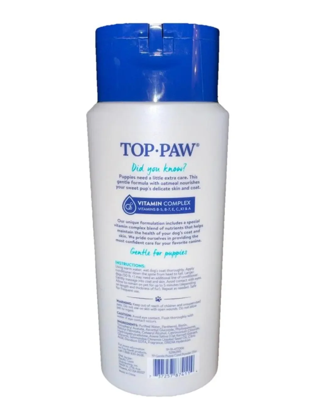 Two (2) Top Paw Gentle Puppy Conditioner With Oatmeal Mild Powder Scent 17 Fl Oz